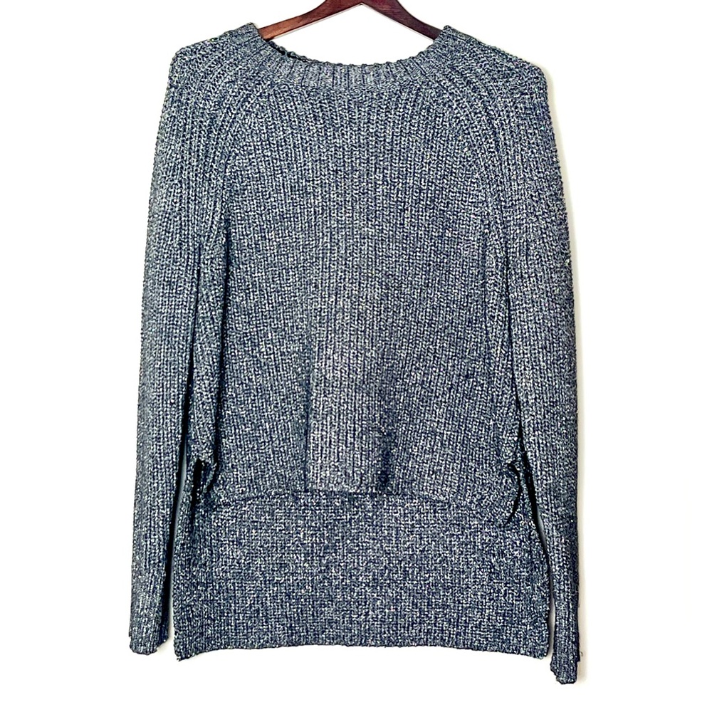 Calvin Klein Asymmetrical Sweater Women’s Small Silver Heavyweight Knit Metallic